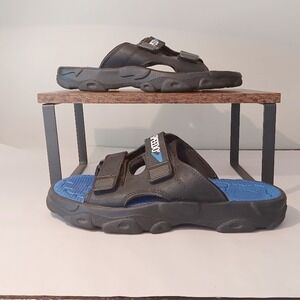 Speedo Slide Sandals Mens Size M/9-10 Black Blue Ad Double Strap Excellent